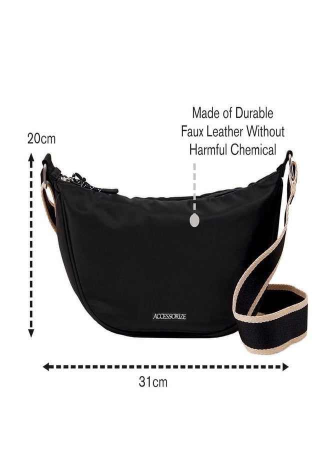 أكسيسورايز حقيبة كتف سوداء نسائية من أكسسورايز لندن مصنوعة من النايلون المعاد تدويره - Image 3